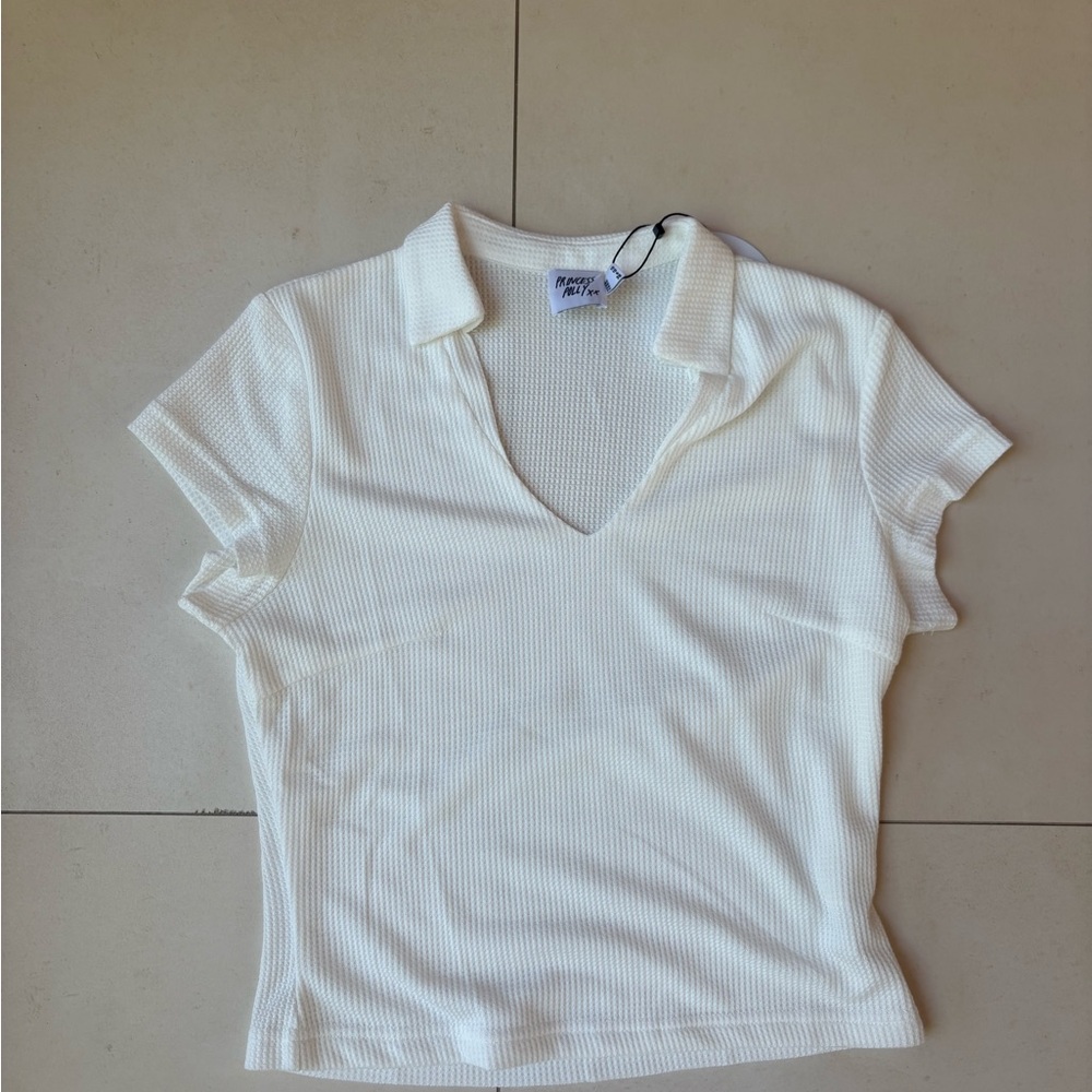 Princess Polly New with Tags: White Cropped Polo Tee